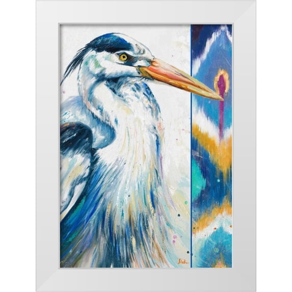 Pinto, Patricia 18x24 White Modern Wood Framed Museum Art Print Titled - Blue Heron Ikat I