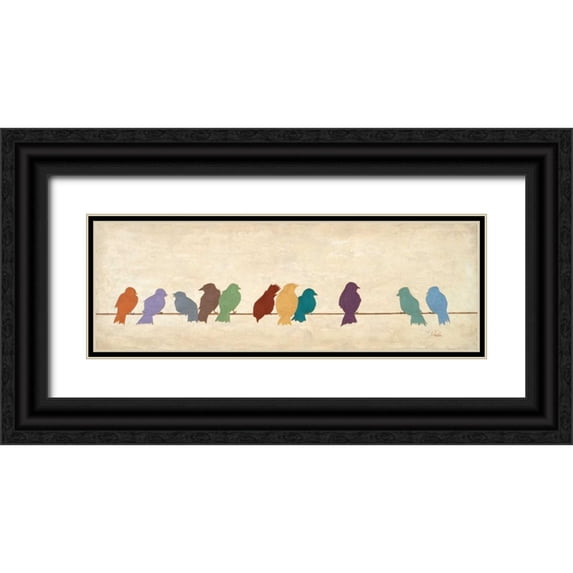 Pinto, Patricia 18x9 Black Ornate Wood Framed with Double Matting Museum Art Print Titled - Birds Meeting - assorted colors