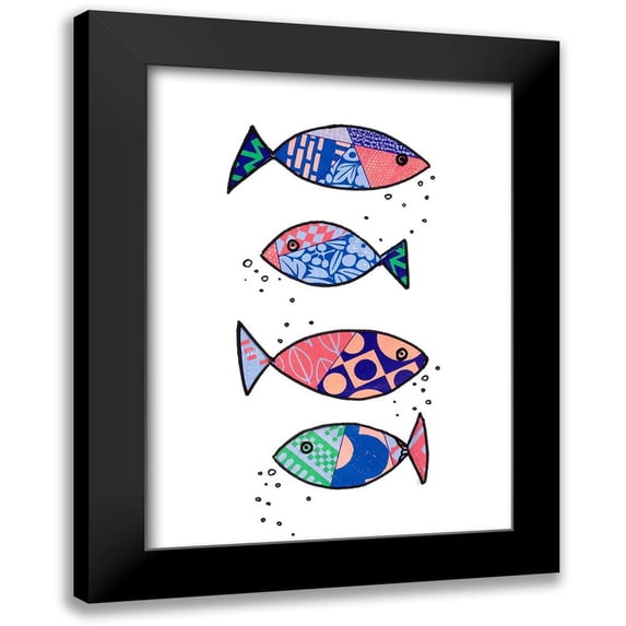 Pinto, Patricia 19x24 Black Modern Framed Museum Art Print Titled - Tropical Fish Collage I
