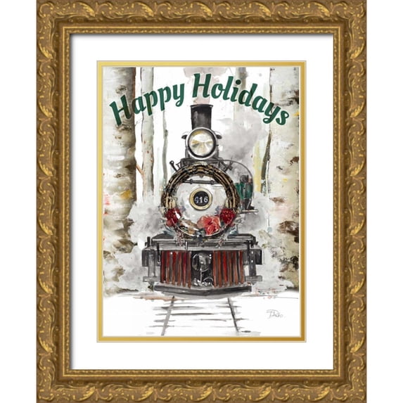 Pinto, Patricia 19x24 Gold Ornate Wood Framed with Double Matting Museum Art Print Titled - Happy Holiday Trails