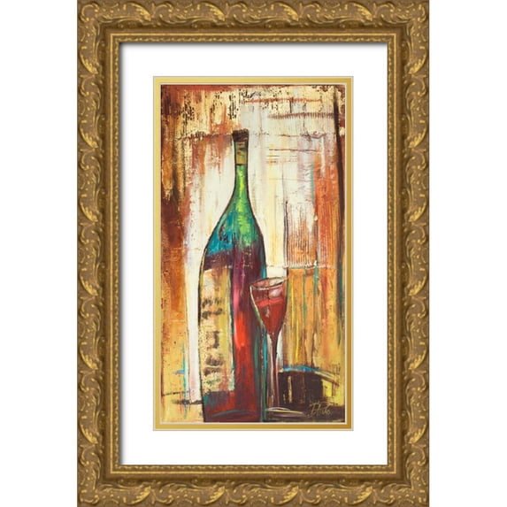 Pinto, Patricia 19x32 Gold Ornate Wood Framed with Double Matting Museum Art Print Titled - Wines Over Gold I