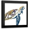 thumbnail image 1 of Pinto, Patricia 20x20 Black Modern Framed Museum Art Print Titled - Golden Navy Turtle I, 1 of 5