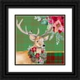 thumbnail image 1 of Pinto, Patricia 20x20 Black Ornate Wood Framed with Double Matting Museum Art Print Titled - Holiday Reindeer on Plaid I, 1 of 4
