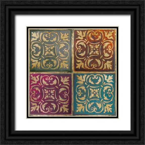 Pinto, Patricia 20x20 Black Ornate Wood Framed with Double Matting Museum Art Print Titled - Moroccan Mosaic Patch II