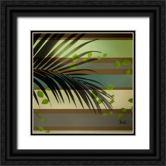 Pinto, Patricia 20x20 Black Ornate Wood Framed with Double Matting Museum Art Print Titled - Palm and Stripes I