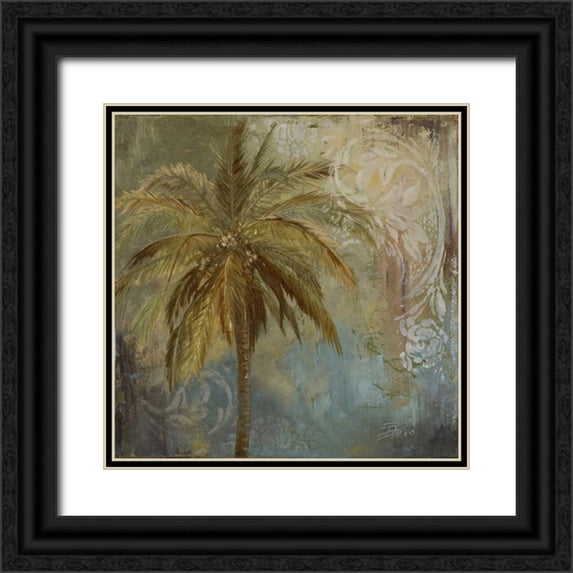 Pinto, Patricia 20x20 Black Ornate Wood Framed with Double Matting Museum Art Print Titled - Spring Palm II