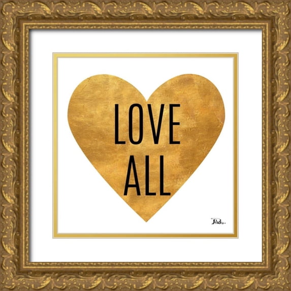 Pinto, Patricia 20x20 Gold Ornate Wood Framed with Double Matting Museum Art Print Titled - Love and Live on White