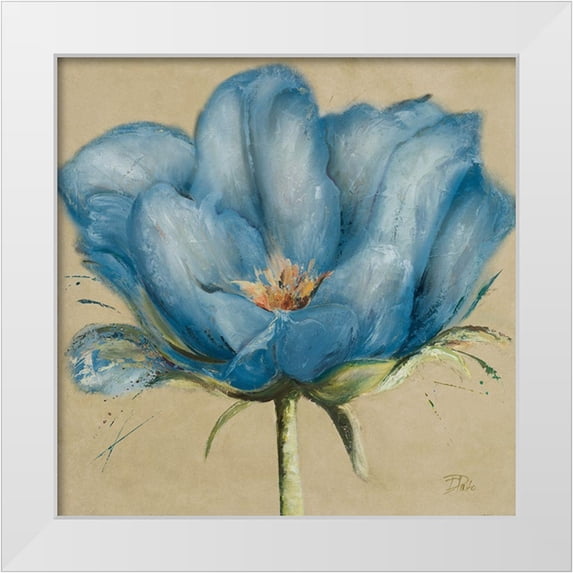 Pinto, Patricia 20x20 White Modern Wood Framed Museum Art Print Titled - Blue Double Tulips II