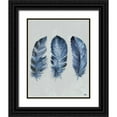 thumbnail image 1 of Pinto, Patricia 20x24 Black Ornate Wood Framed with Double Matting Museum Art Print Titled - Indigo Blue Feathers II, 1 of 4