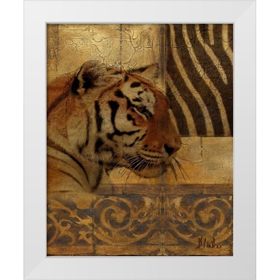 Pinto, Patricia 20x24 White Modern Wood Framed Museum Art Print Titled - Elegant Safari II-Tiger