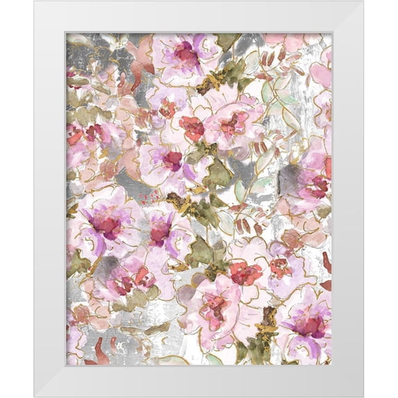 Pinto, Patricia 20x24 White Modern Wood Framed Museum Art Print Titled - Pink Winter Floral