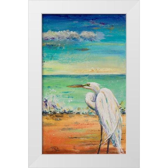 Pinto, Patricia 21x32 White Modern Wood Framed Museum Art Print Titled - Great Egret II