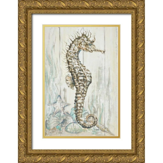 Pinto, Patricia 23x32 Gold Ornate Wood Framed with Double Matting Museum Art Print Titled - Antique Sea Horse I