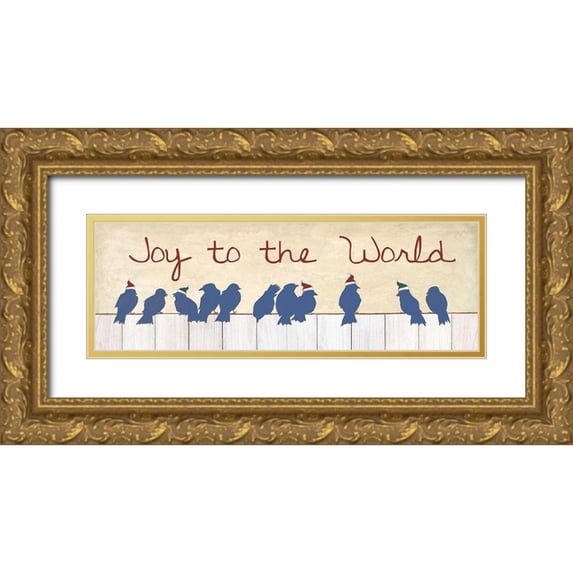 Pinto, Patricia 24x11 Gold Ornate Wood Framed with Double Matting Museum Art Print Titled - Joy to the World Birds