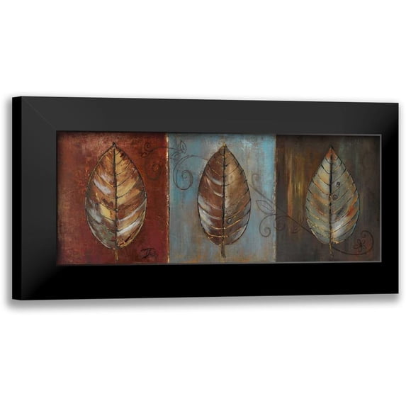 Pinto, Patricia 24x12 Black Modern Framed Museum Art Print Titled - New Leaf Panel I