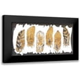 thumbnail image 1 of Pinto, Patricia 24x14 Black Modern Framed Museum Art Print Titled - Gold Watercolor Feathers, 1 of 5