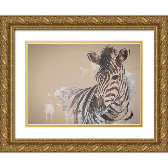 Pinto, Patricia 24x18 Gold Ornate Wood Framed with Double Matting Museum Art Print Titled - Sandstone Zebra