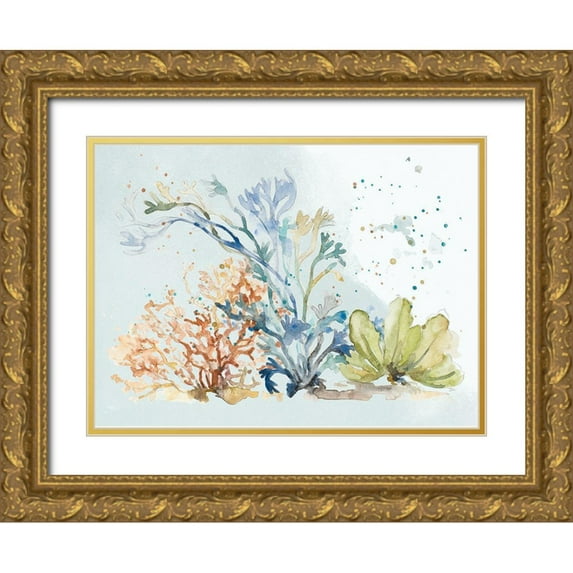 Pinto, Patricia 24x19 Gold Ornate Wood Framed with Double Matting Museum Art Print Titled - Under The Sea Plants