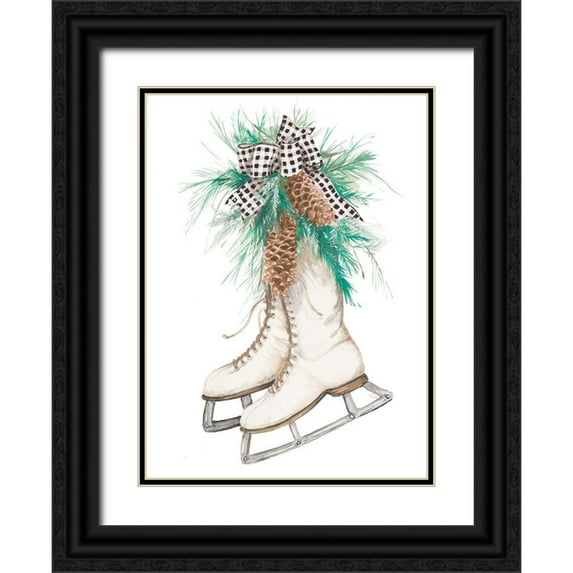 Pinto, Patricia 24x32 Black Ornate Wood Framed with Double Matting Museum Art Print Titled - Christmas Ice Skates