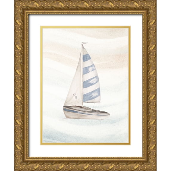Pinto, Patricia 25x32 Gold Ornate Wood Framed with Double Matting Museum Art Print Titled - Ocean Oasis Little Sail II