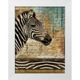 thumbnail image 1 of Pinto, Patricia 25x32 White Modern Wood Framed Museum Art Print Titled - Madagascar Safari with Blue II (Zebra), 1 of 4
