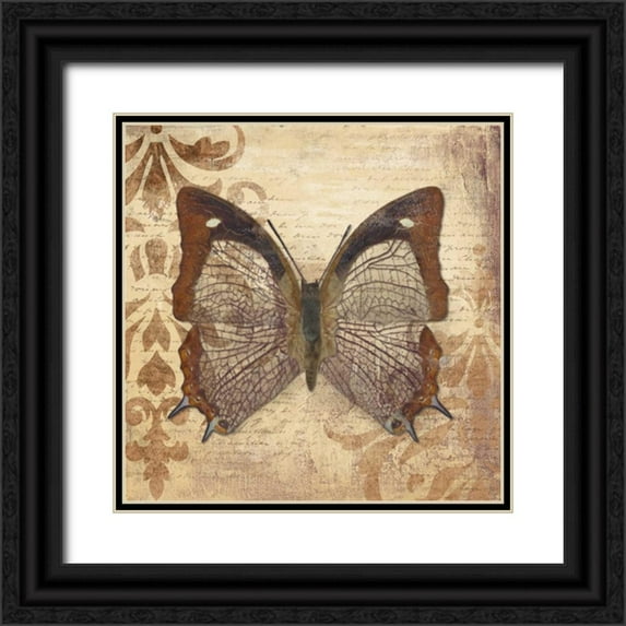 Pinto, Patricia 26x26 Black Ornate Wood Framed with Double Matting Museum Art Print Titled - Butterfly