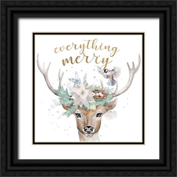 Pinto, Patricia 26x26 Black Ornate Wood Framed with Double Matting Museum Art Print Titled - Everything Merry