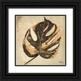 thumbnail image 1 of Pinto, Patricia 26x26 Black Ornate Wood Framed with Double Matting Museum Art Print Titled - Gold Contemporary Leaves II, 1 of 4