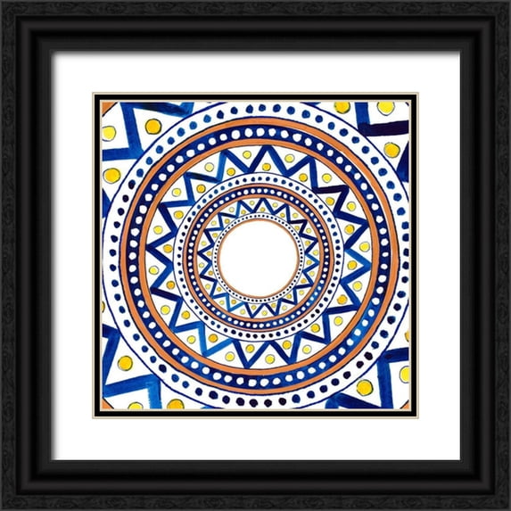 Pinto, Patricia 26x26 Black Ornate Wood Framed with Double Matting Museum Art Print Titled - Italian Chevron Burst Tile