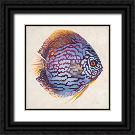 Pinto, Patricia 26x26 Black Ornate Wood Framed with Double Matting Museum Art Print Titled - Little Fish I
