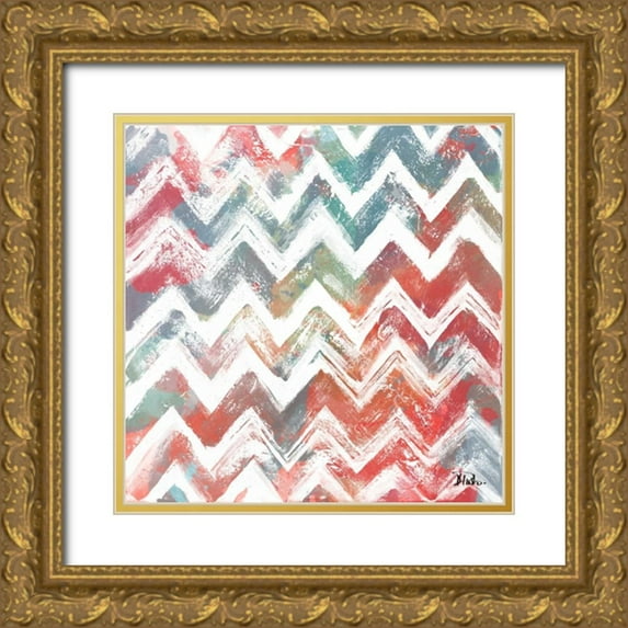 Pinto, Patricia 26x26 Gold Ornate Wood Framed with Double Matting Museum Art Print Titled - Bright Rustic Chevron