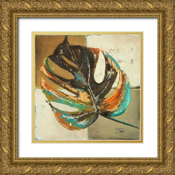 Pinto, Patricia 26x26 Gold Ornate Wood Framed with Double Matting Museum Art Print Titled - Contemporary Leaves II