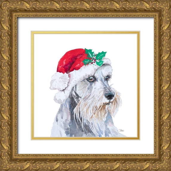 Pinto, Patricia 26x26 Gold Ornate Wood Framed with Double Matting Museum Art Print Titled - Holiday Dog IV