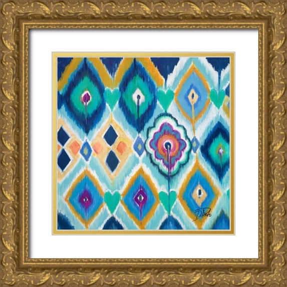 Pinto, Patricia 26x26 Gold Ornate Wood Framed with Double Matting Museum Art Print Titled - New Ikats I