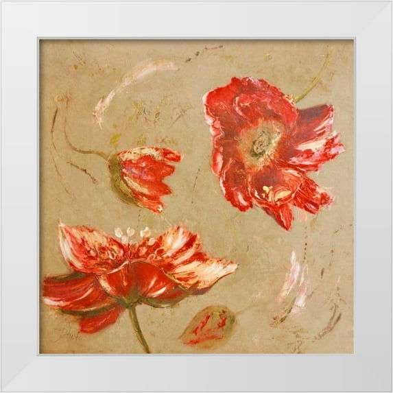 Pinto, Patricia 26x26 White Modern Wood Framed Museum Art Print Titled - Dance of Poppies II