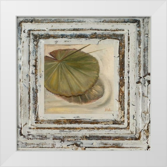 Pinto, Patricia 26x26 White Modern Wood Framed Museum Art Print Titled - Flowers and Leaves Square II