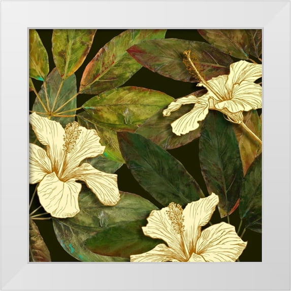 Pinto, Patricia 26x26 White Modern Wood Framed Museum Art Print Titled - Hibiscus Leaves I