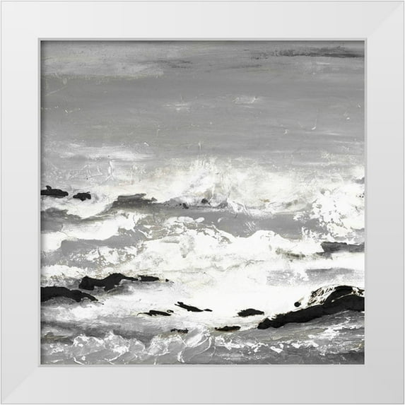 Pinto, Patricia 26x26 White Modern Wood Framed Museum Art Print Titled - Rocks and Waves