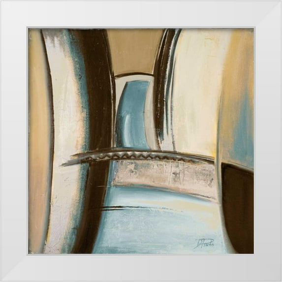 Pinto, Patricia 26x26 White Modern Wood Framed Museum Art Print Titled - Time Flies on Blue II