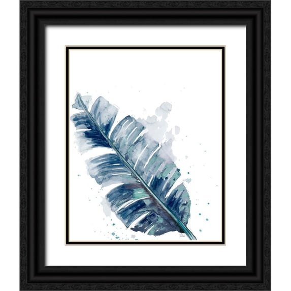 Pinto, Patricia 26x32 Black Ornate Wood Framed with Double Matting Museum Art Print Titled - Teal Palm Frond III