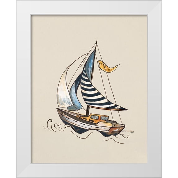 Pinto, Patricia 26x32 White Modern Wood Framed Museum Art Print Titled - The Little Sail I
