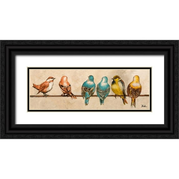Pinto, Patricia 32x13 Black Ornate Wood Framed with Double Matting Museum Art Print Titled - Gleeful Panel I