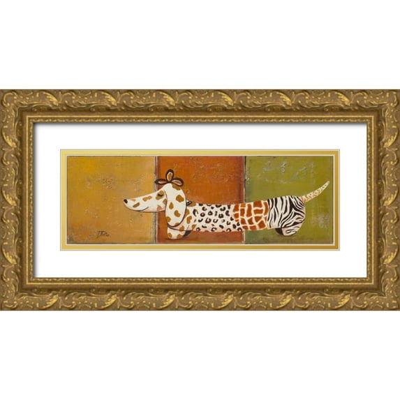 Pinto, Patricia 32x13 Gold Ornate Wood Framed with Double Matting Museum Art Print Titled - Fashion Puppy I