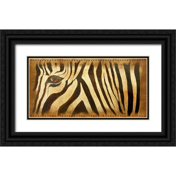 Pinto, Patricia 32x18 Black Ornate Wood Framed with Double Matting Museum Art Print Titled - Zebra Eye