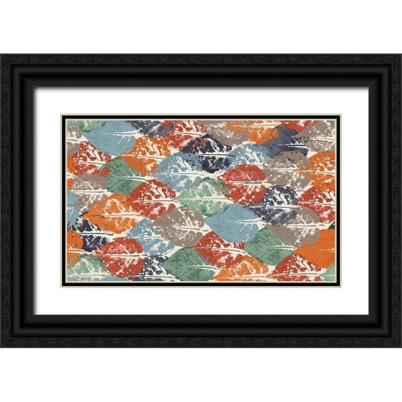 Pinto, Patricia 32x21 Black Ornate Wood Framed with Double Matting Museum Art Print Titled - Otono Leaf Repetition