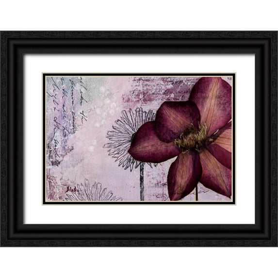 Pinto, Patricia 32x23 Black Ornate Wood Framed with Double Matting Museum Art Print Titled - Pressed Flowers I