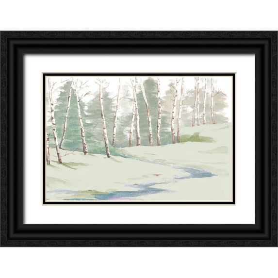 Pinto, Patricia 32x23 Black Ornate Wood Framed with Double Matting Museum Art Print Titled - Winter Landscape