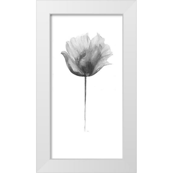 Pinto, Patricia 9x14 White Modern Wood Framed Museum Art Print Titled - Flower in Gray Panel I