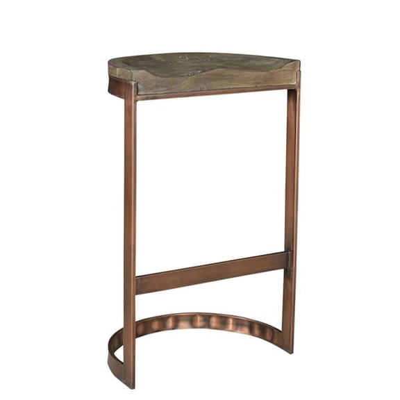 Pinto Solid Wood Bar Stool on Copper-Finished Cast Iron Frame in Brown