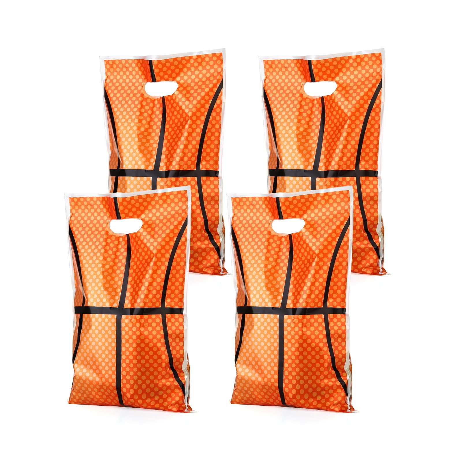 PintreeLand 30PCS Basketball Party BDF32 Favor Bags, Plastic Small Goodie Gift Candy Bags with Handle for Birthday Sport Theme Party